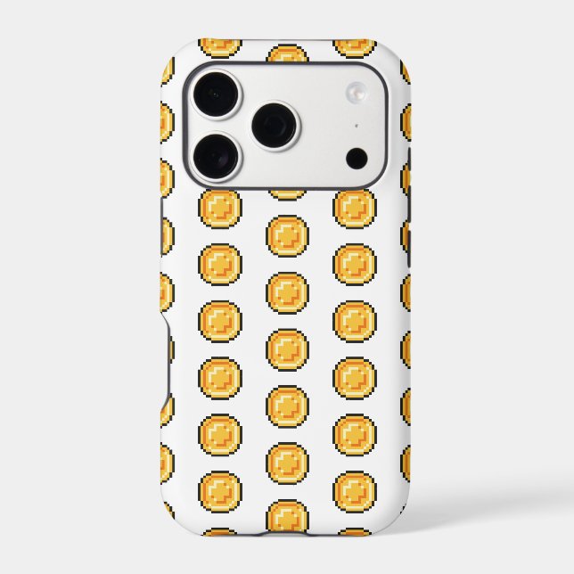 Gold Gaming Coin 8-Bit Pixel Style Pattern (Back)