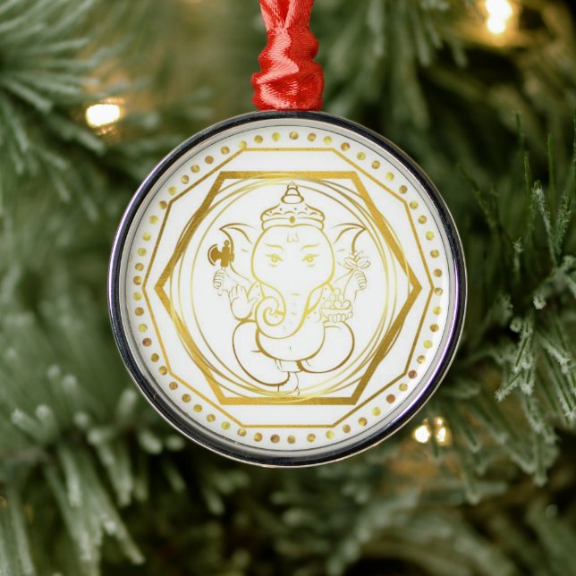 Gold Ganesh Ceramic Ornament (Tree)