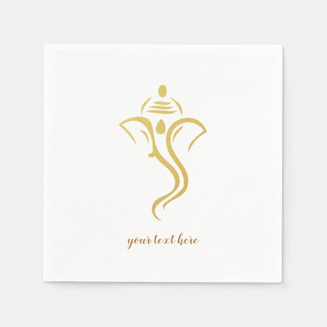 Gold Ganesha Hindu Wedding Party Napkin (Front)