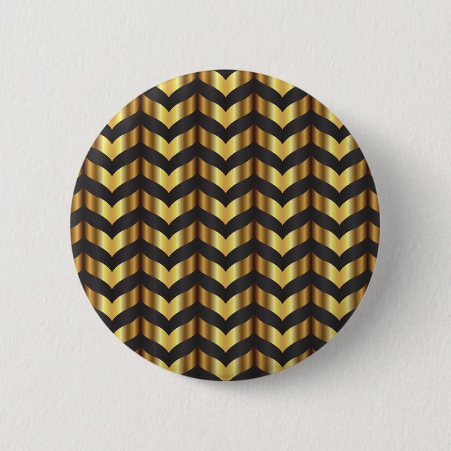 gold gatsby chevron 6 cm round badge (Front)
