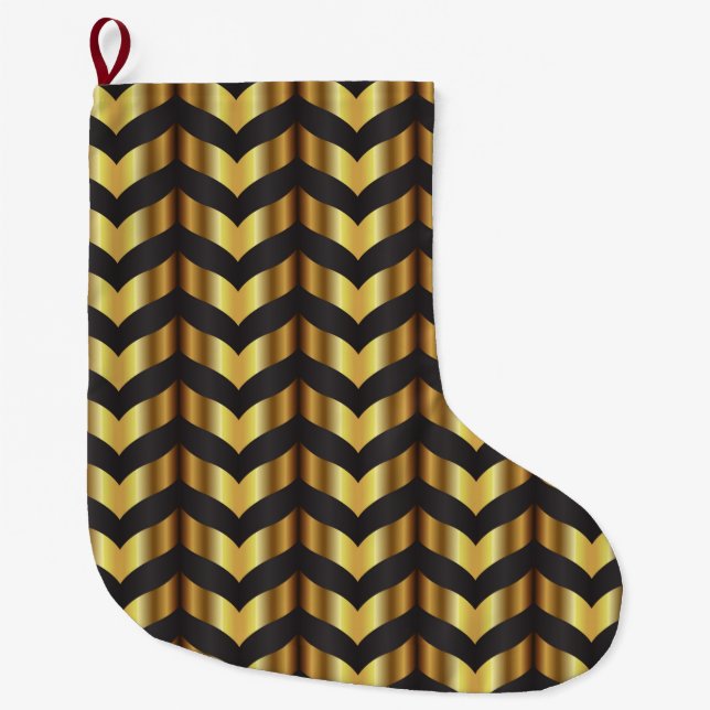 gold gatsby chevron xmas christmas stocking (Front)