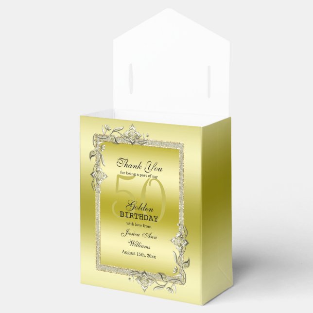 Gold Gem & Glitter 50th Golden Birthday Party  Favour Box (Opened)