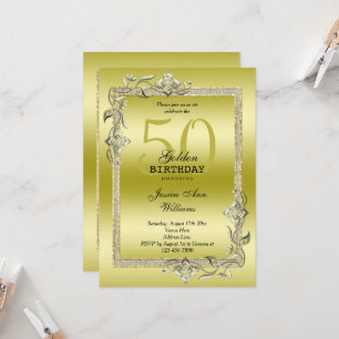 Gold Gem & Glitter 50th Golden Birthday Party Invitation
