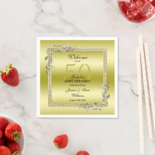Gold Gem & Glitter 50th Golden Wedding Anniversary Napkin