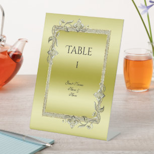Gold Gem & Glitter 50th Golden Wedding Anniversary Pedestal Sign