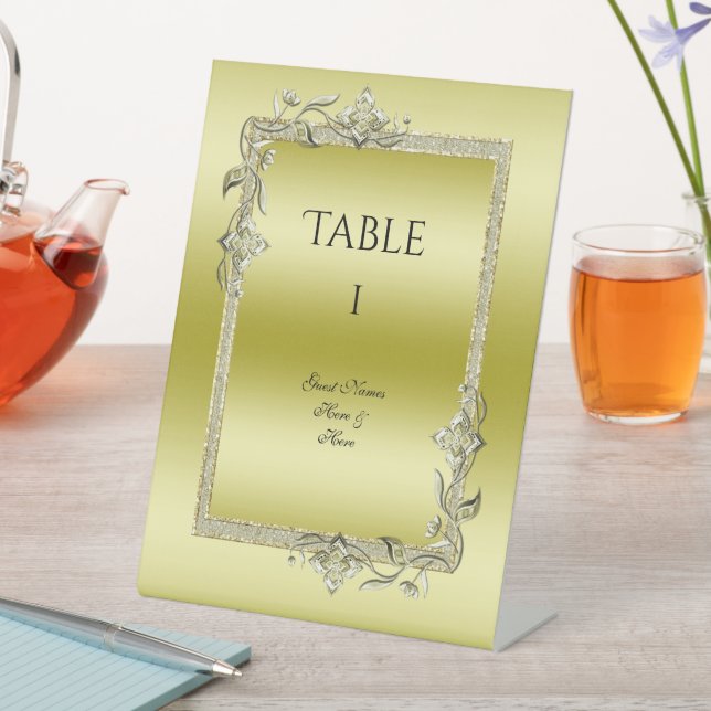 Gold Gem & Glitter 50th Golden Wedding Anniversary Pedestal Sign (In SItu)