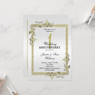 Gold Gem, Glitter & Platinum 1st Wedding    Invitation