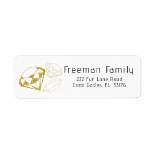 Gold Gem Return Address Label for Birthday Mail