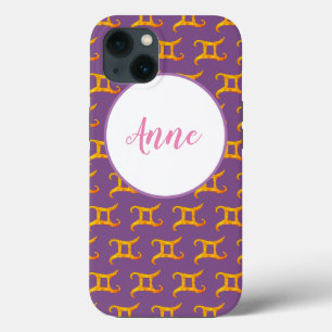 Gold Gemini Astrology Sign Custom Name iPhone 13 Case