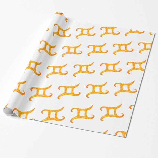 Gold Gemini Astrology Sign Wrapping Paper (Unrolled)