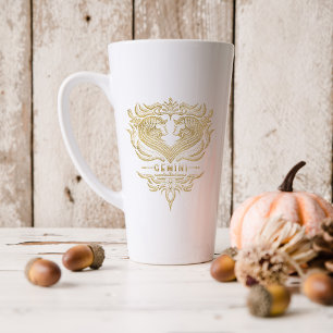 Gold Gemini Astrology Zodiac Sign   Monogram Latte Mug