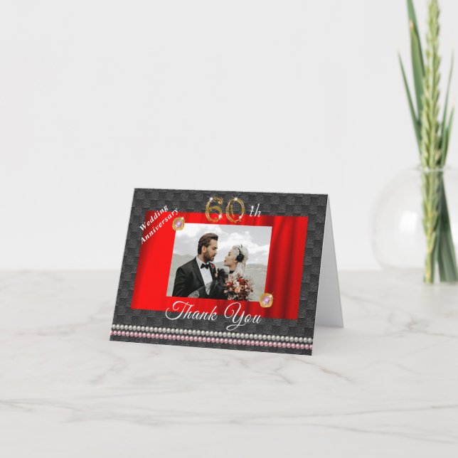 Gold & Gems 60th Wedding Anniversary Thank You Card (Front)