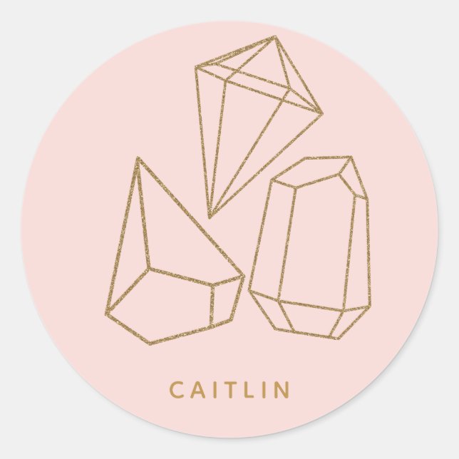 Gold Gemstone Blush Pink Return Envelope Seals (Front)