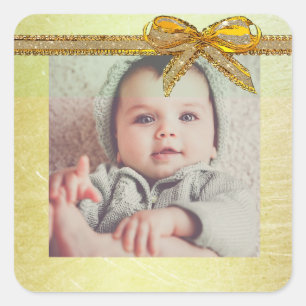 Gold Gender Neutral Baby Photo Stickers