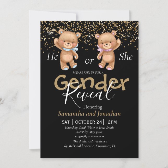 GOLD Gender Reveal Party Invitation (Front)