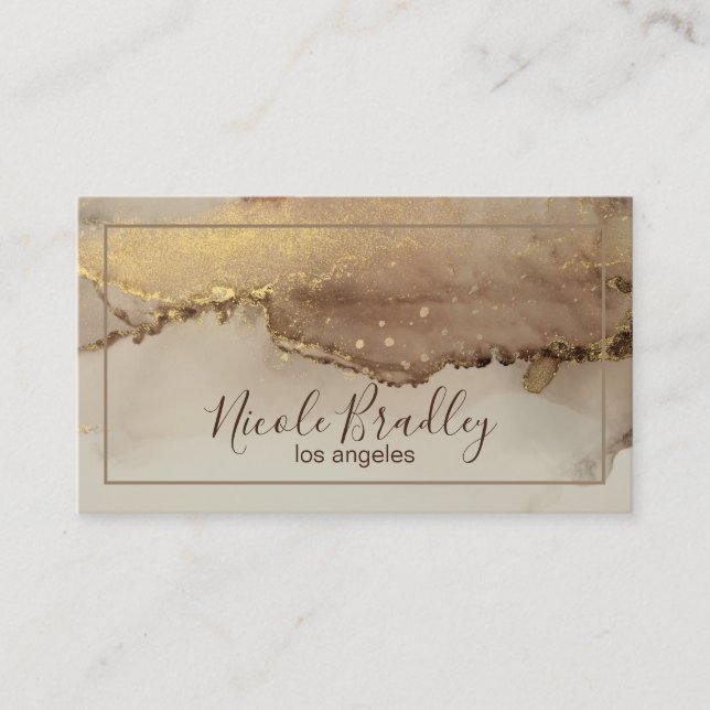 gold geode glitter business card (Front)