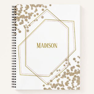 Gold Geometric and Glitter Custom Notebook