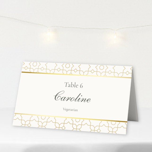 Gold Geometric Arch Art Deco Wedding Table Place Card (Gold & Ivory Geometric Art Deco Wedding Table Card)