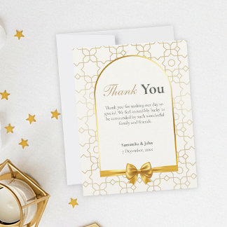 Gold Geometric Arch Photo Wedding Thank You Card