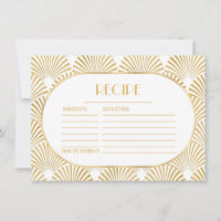 Gold Geometric Art Deco Bridal Shower Recipe Card