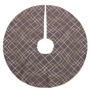 Gold Geometric, Art Deco Marsala. Brushed Polyester Tree Skirt