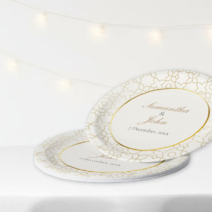 Gold Geometric Art Deco Pattern Wedding Paper Plate