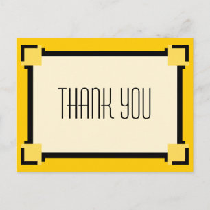 Gold Geometric Art Deco Thank You Postcard
