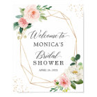 Gold Geometric Blush Floral Bridal Shower Sign
