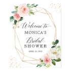 Gold Geometric Blush Floral Bridal Shower Sign