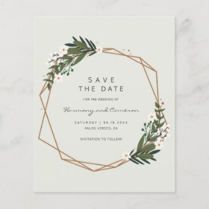 Gold Geometric Boho Budget Wedding Save the Date
