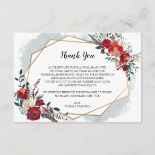 Gold Geometric Boho Floral Wedding Thank You Card