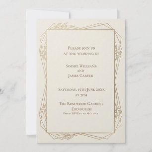 Gold Geometric Botanical Wedding Invitation