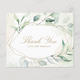 Gold Geometric Budget Wedding Thank You Card