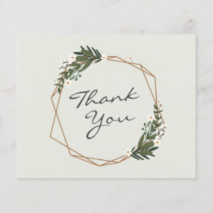 Gold Geometric Budget Wedding Thank You Card