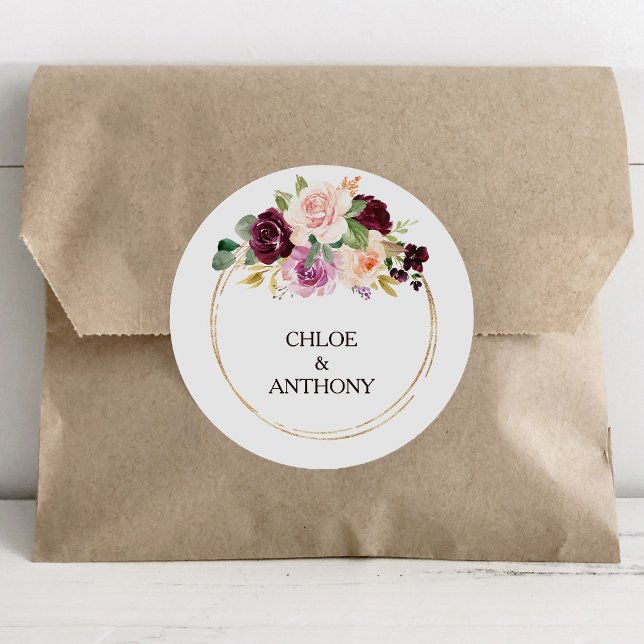 Gold Geometric Burgundy Wedding Envelope Seals (Creator Uploaded)