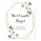 Gold Geometric Calligraphy This Candle Burns Sign