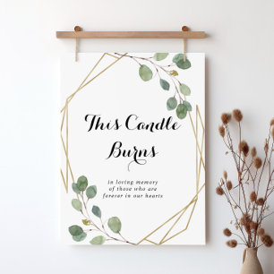 Gold Geometric Calligraphy This Candle Burns Sign