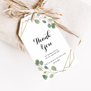 Gold Geometric Calligraphy Wedding Thank You Gift Tags
