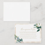 Gold Geometric Chic Eucalyptus Honeymoon Wish   Enclosure Card<br><div class="desc">This gold geometric chic eucalyptus honeymoon wish enclosure card is perfect for a rustic wedding. The design features green eucalyptus foliage adorning a gold geometric frame.</div>