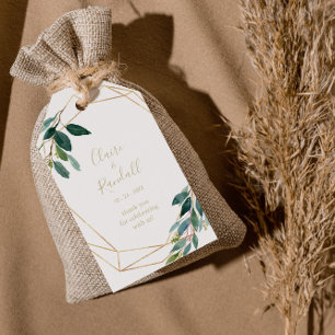 Gold Geometric Chic Eucalyptus Wedding  Gift Tags