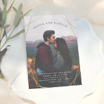 Gold Geometric Custom Engagement Photo Wedding Magnetic Invitation<br><div class="desc">Turn your custom-made cards into a magnetic keepsake with these custom photo wedding invites! Modern, minimalist design with your engagement photo, a faux gold geometric frame, and elegant typography. Perfect for any couple looking for a chic but versatile design. This invite works with many different wedding styles: floral decor, garden...</div>