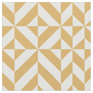 Gold Geometric Deco Cube Pattern Fabric