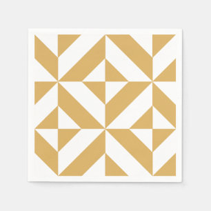 Gold Geometric Deco Pattern Napkin