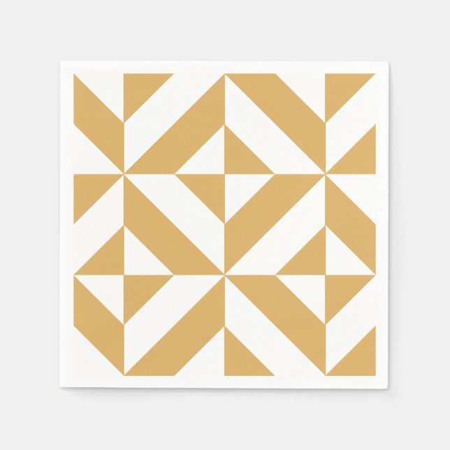 Gold Geometric Deco Pattern Napkin (Front)