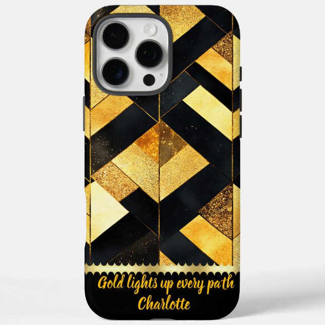 Gold geometric design on black Case-Mate iPhone case (Back)
