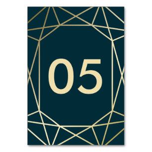 Gold Geometric Diamond Wedding Table Number Cards