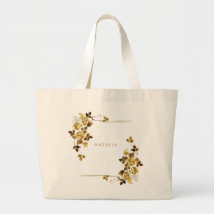 Gold Geometric Elegant Floral Tote Bag