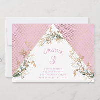 Gold Geometric Eucalyptus Elegant Party Pink