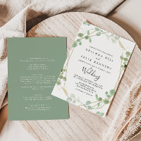 Gold Geometric Eucalyptus  Front & Back Wedding