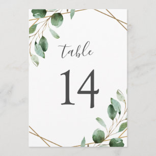Gold Geometric Eucalyptus Greenery Table Numbers